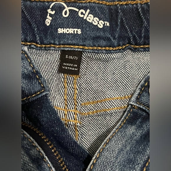 Boys Art Class Dark Blue Distressed Jean Shorts - Picture 3 of 6